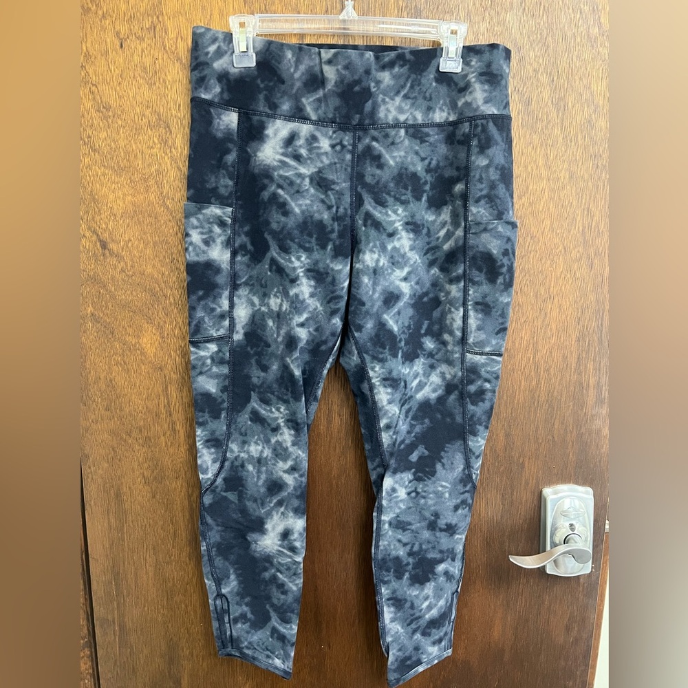 Members Mark Women's Blue/Gray Tie-Dye Leggings Sz XXL
